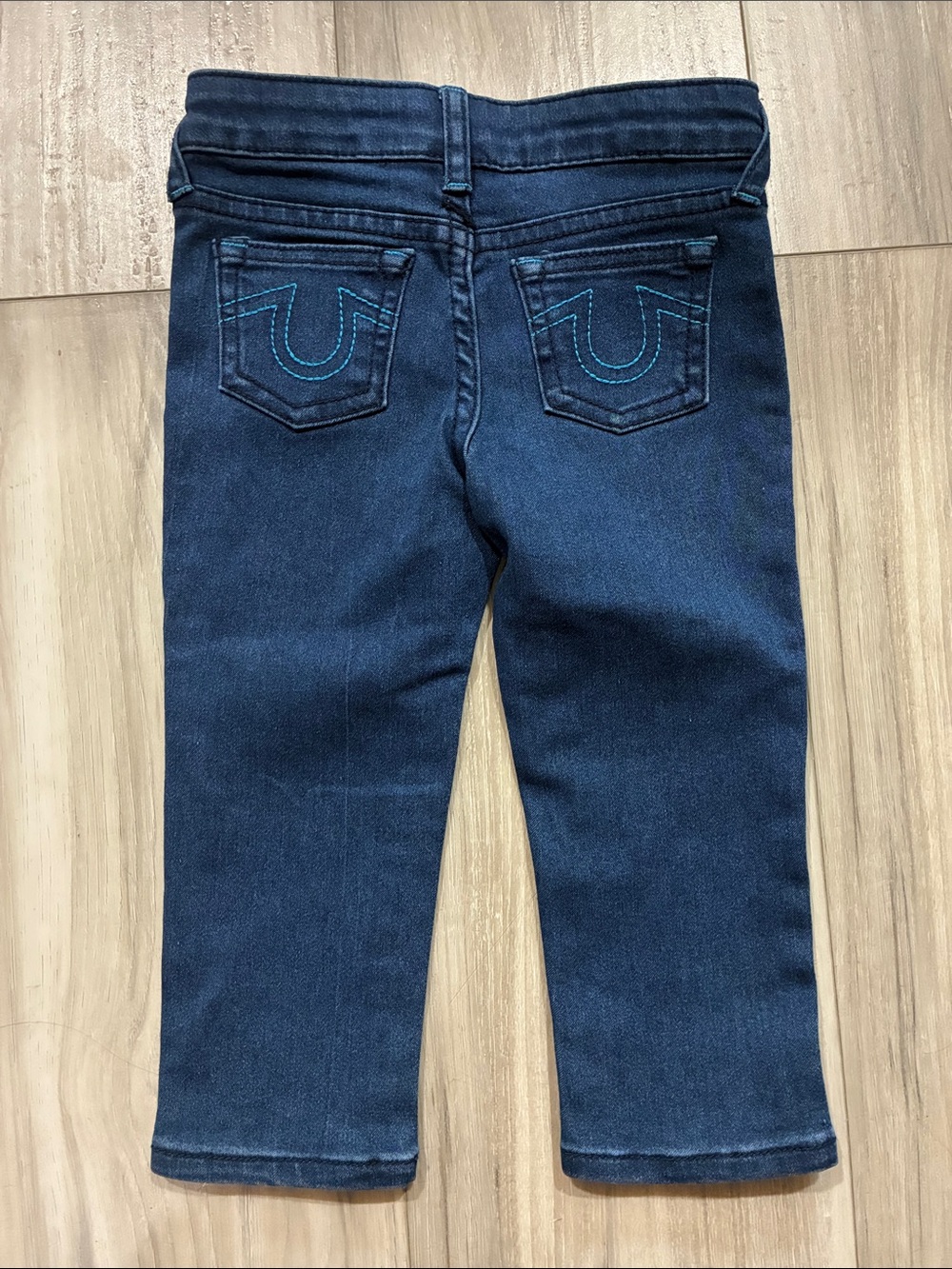 🔟 True Religion Dark Blue Kids Jeans with Teal Stitching